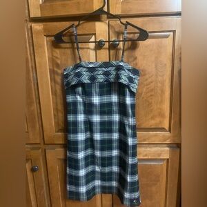 Tommy Hilfiger Black and Green Plaid Mini Dress